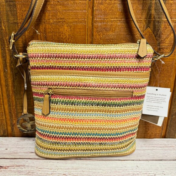 Small sized bag; 9"W x 9-3/4"H x 2"D 24"L adjustable strap Zippered closure Gold - Picture 2 of 5